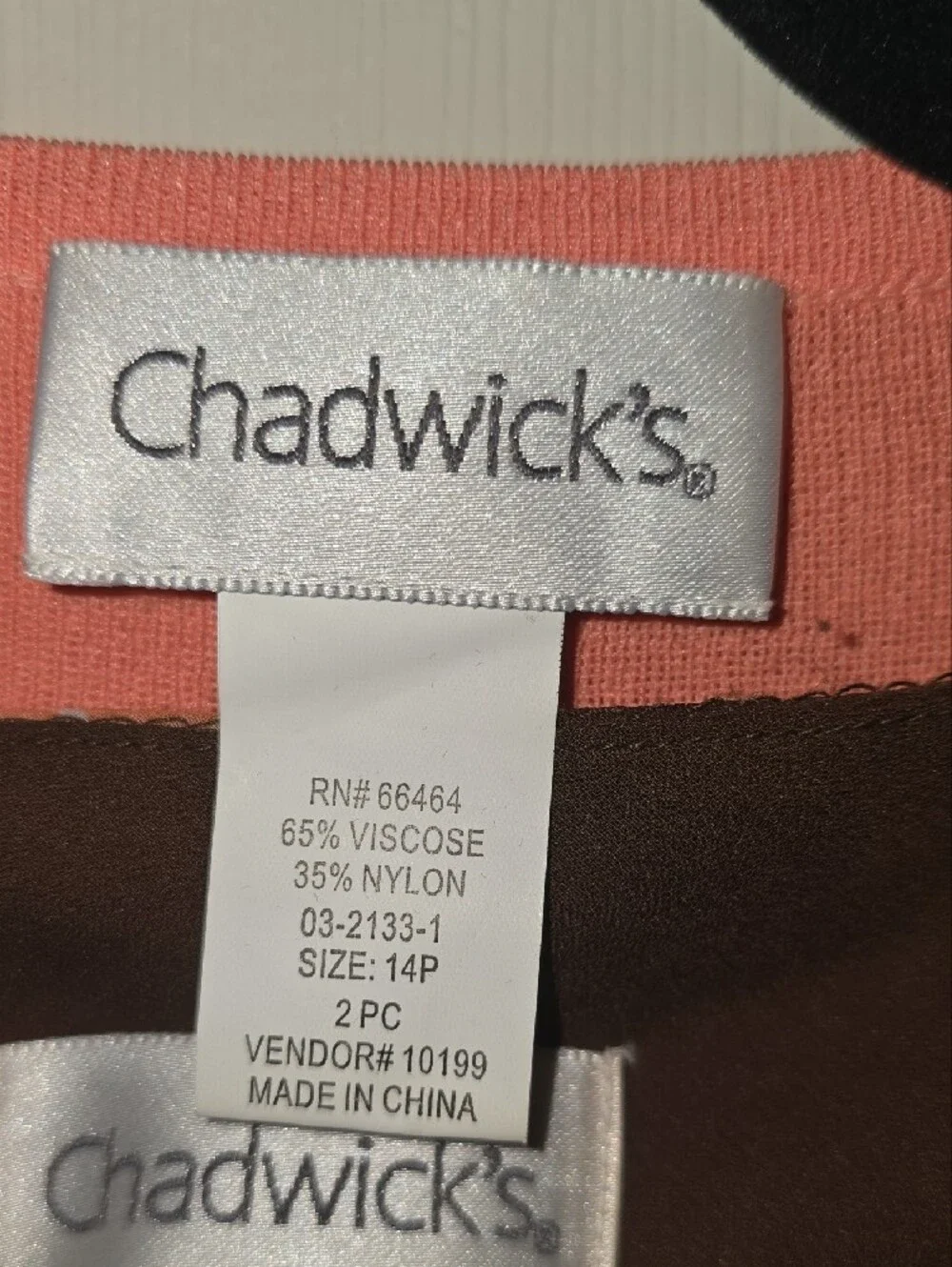 Chadwick's Coral and Brown Knit Two-Piece‎